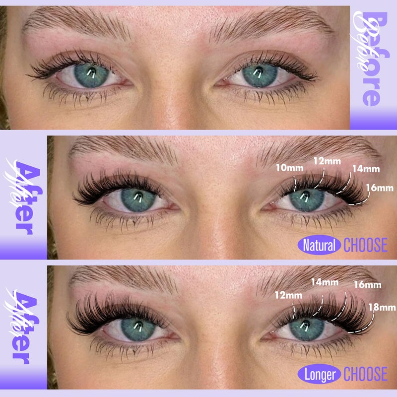 Pawotence Kira Lash Clusters Kit 10-18mm Cluster Lashes Extension Kit 144pcs Fairy Eyelash Clusters Wispy Lashes Cluster Eyelash Extensions with Waterproof Lash Bond and Seal, Remover, Applicator - Image 3